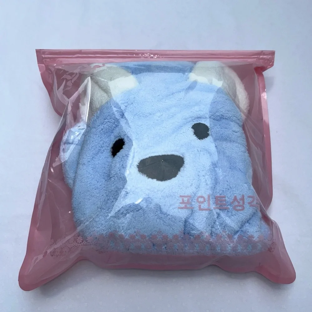 Microfiber Blue Teddy Bear Hair Towel